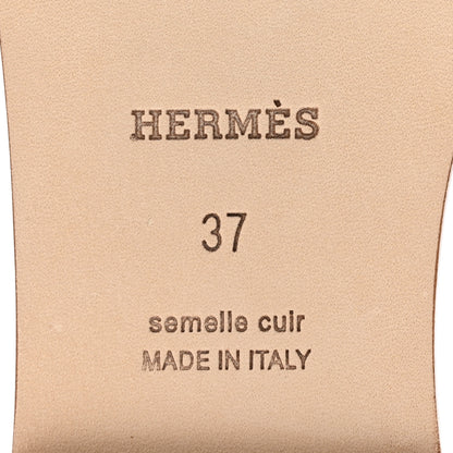 Hermes Box Calfskin Oran Sandals 37 Gold 6 of 9