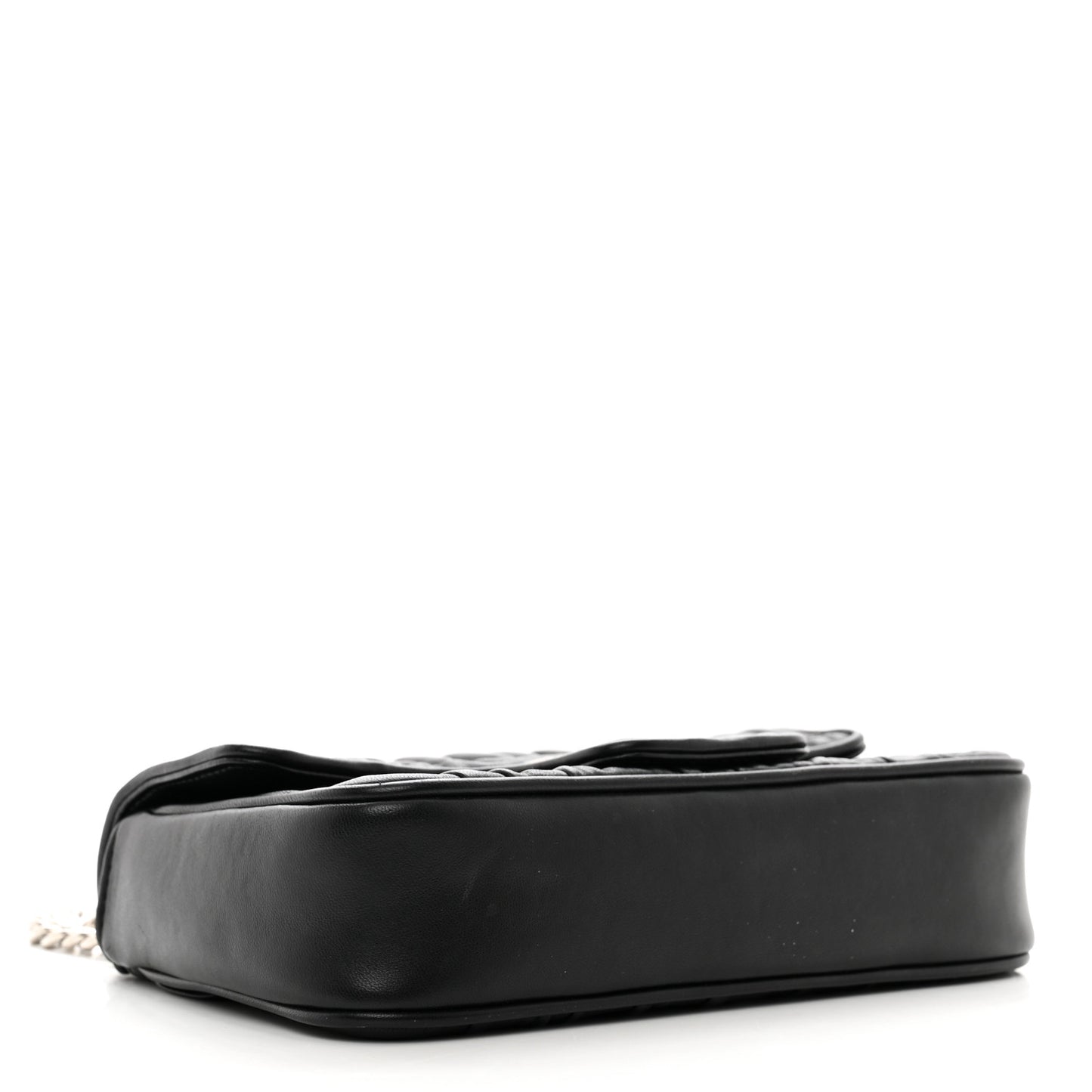 Nappa Gaufre Small Chain Flap Shoulder Bag Black