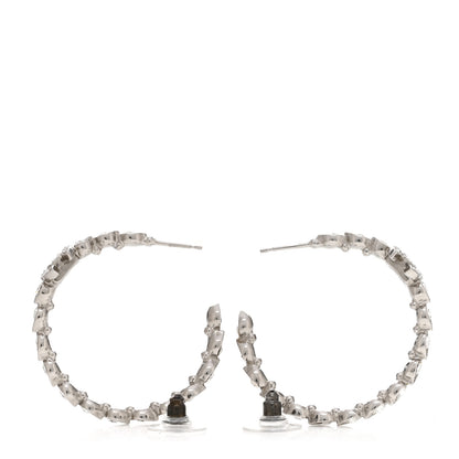 Chanel Metal Crystal CC Hoop Earrings Silver 3 of 4