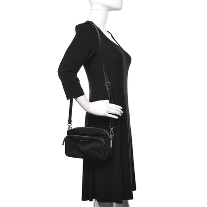 Prada Nylon Saffiano Vela Double Zip Crossbody Bag Black 2 of 11