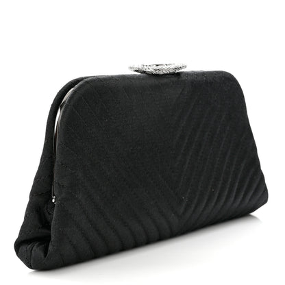 Chanel Satin Chevron Quilted Clutch Black 3 of 8