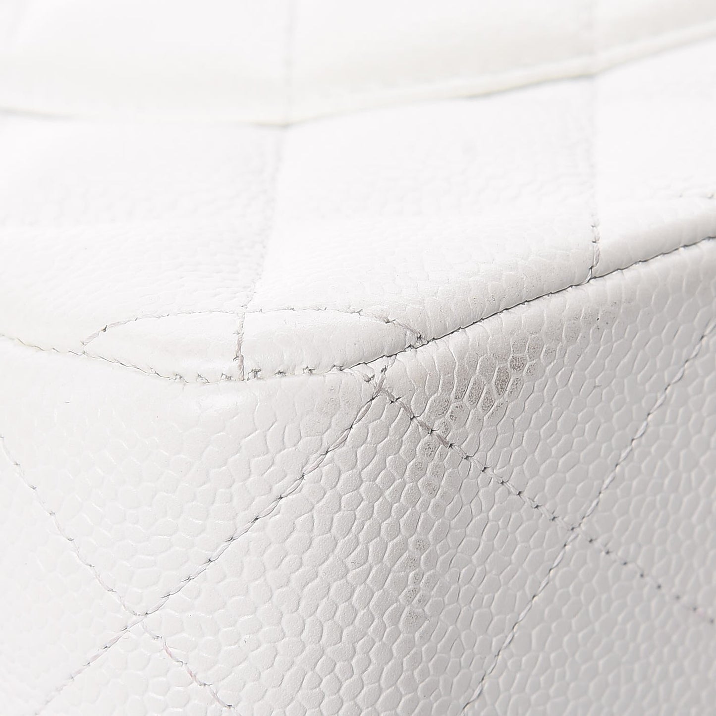 Caviar Quilted Jumbo Double Flap White