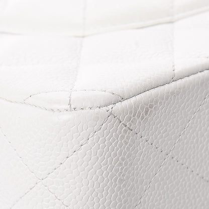 Chanel Caviar Quilted Jumbo Double Flap White 14 of 16