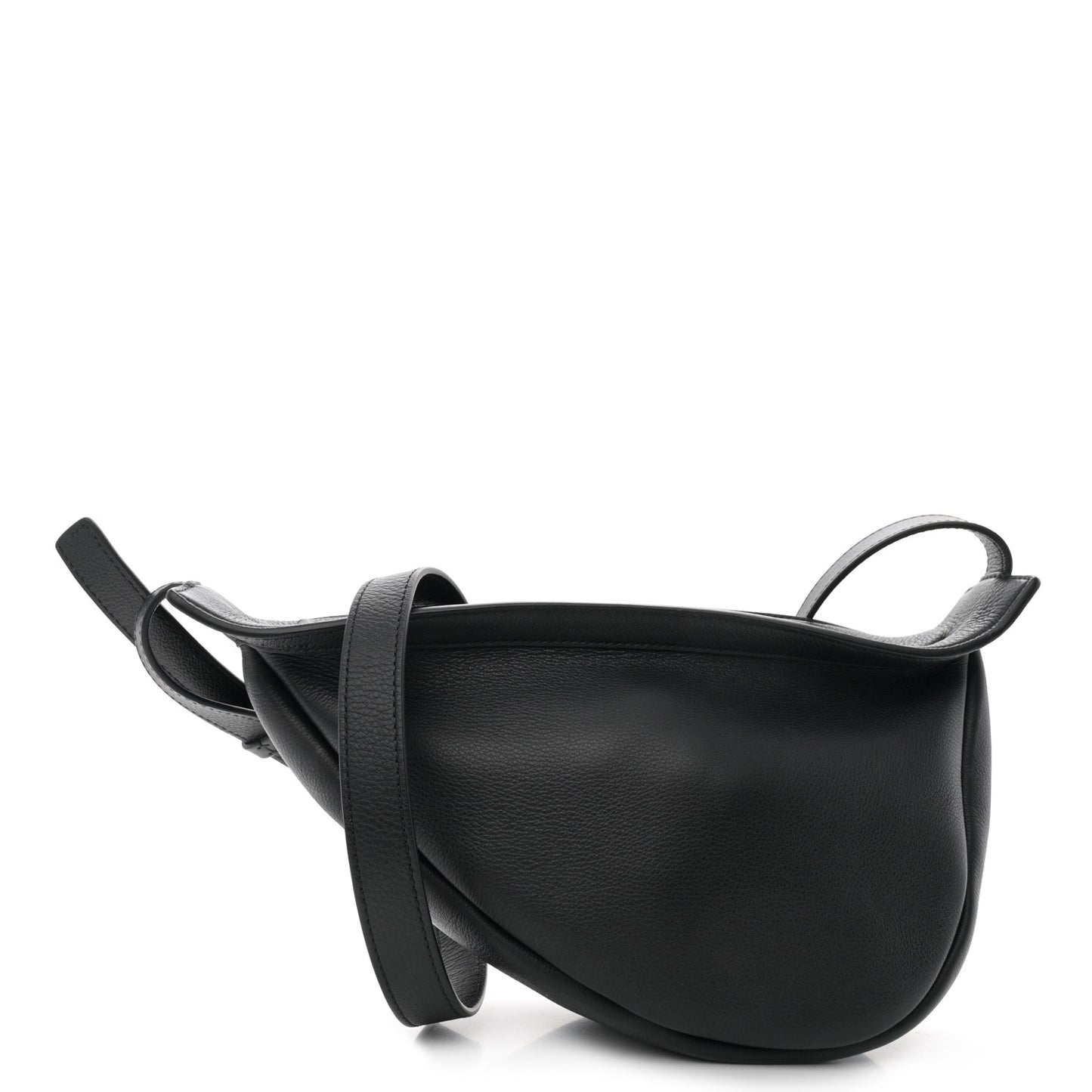 Grained Calfskin Small Slouchy Banana Bag Black