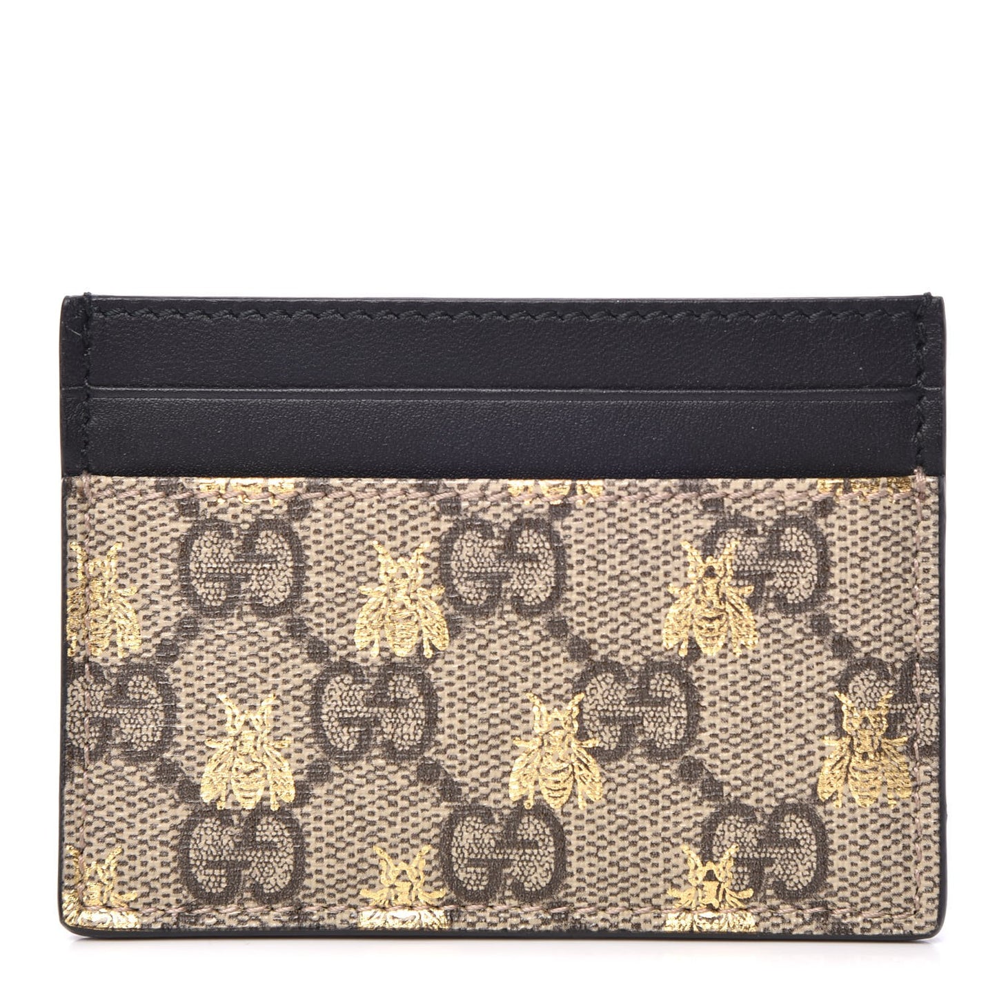 GG Supreme Monogram Bees Card Holder Black