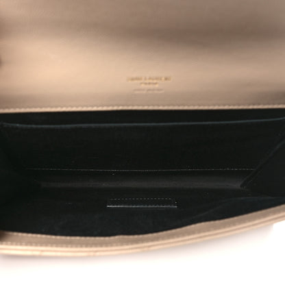 Saint Laurent Grain De Poudre Textured Mixed Matelasse Triquilt Monogram Clutch Dark Beige 5 of 11