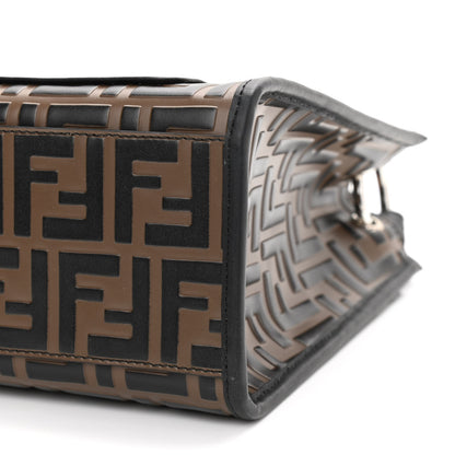 Fendi Vitello Century Wicker Bi-Color FF 1974 Embossed Small Runaway Shopper Tote Maya Black 10 of 10