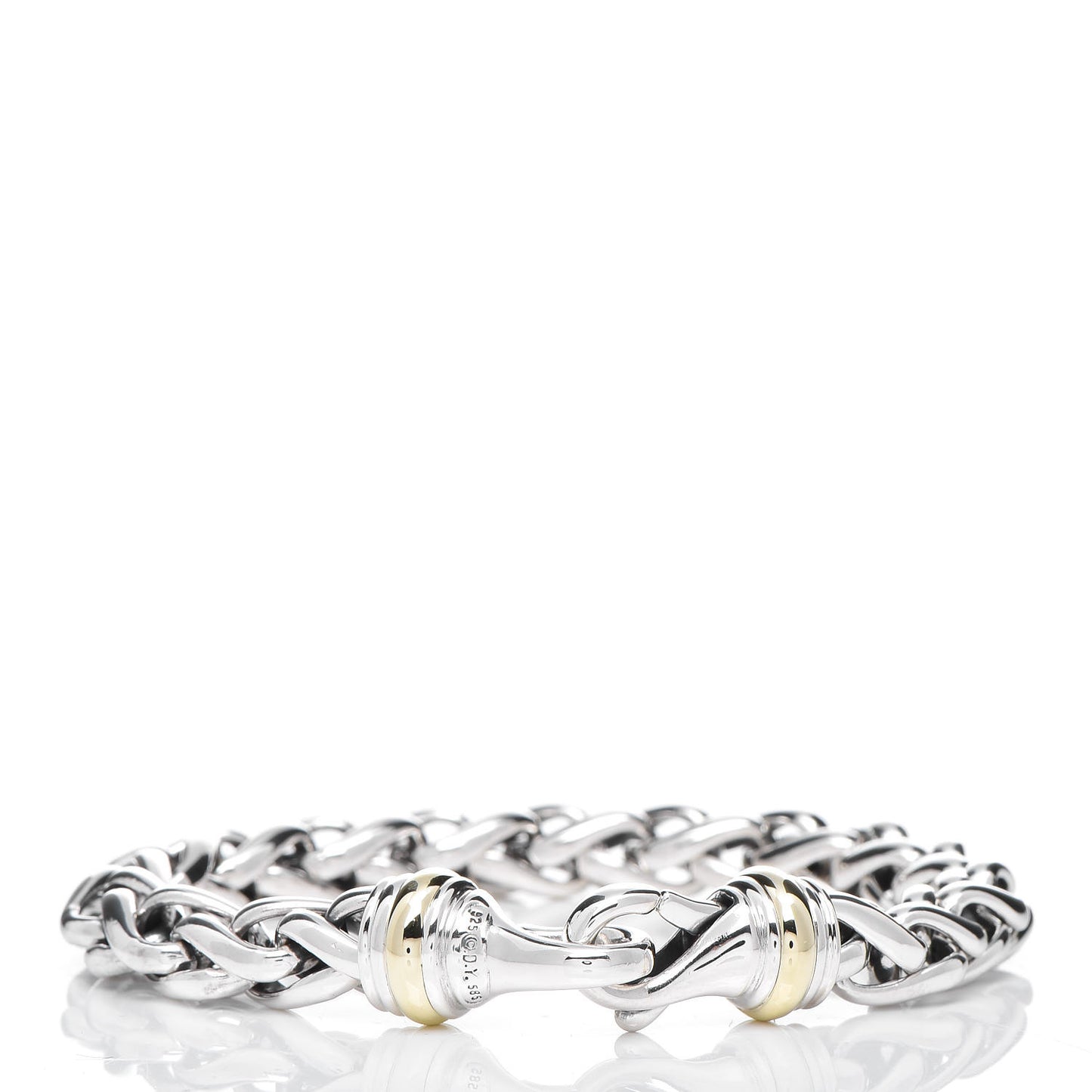 Sterling Silver 14K Yellow Gold 8mm Wheat Chain Bracelet