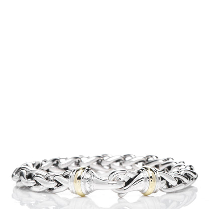 David Yurman Sterling Silver 14K Yellow Gold 8mm Wheat Chain Bracelet 3 of 5