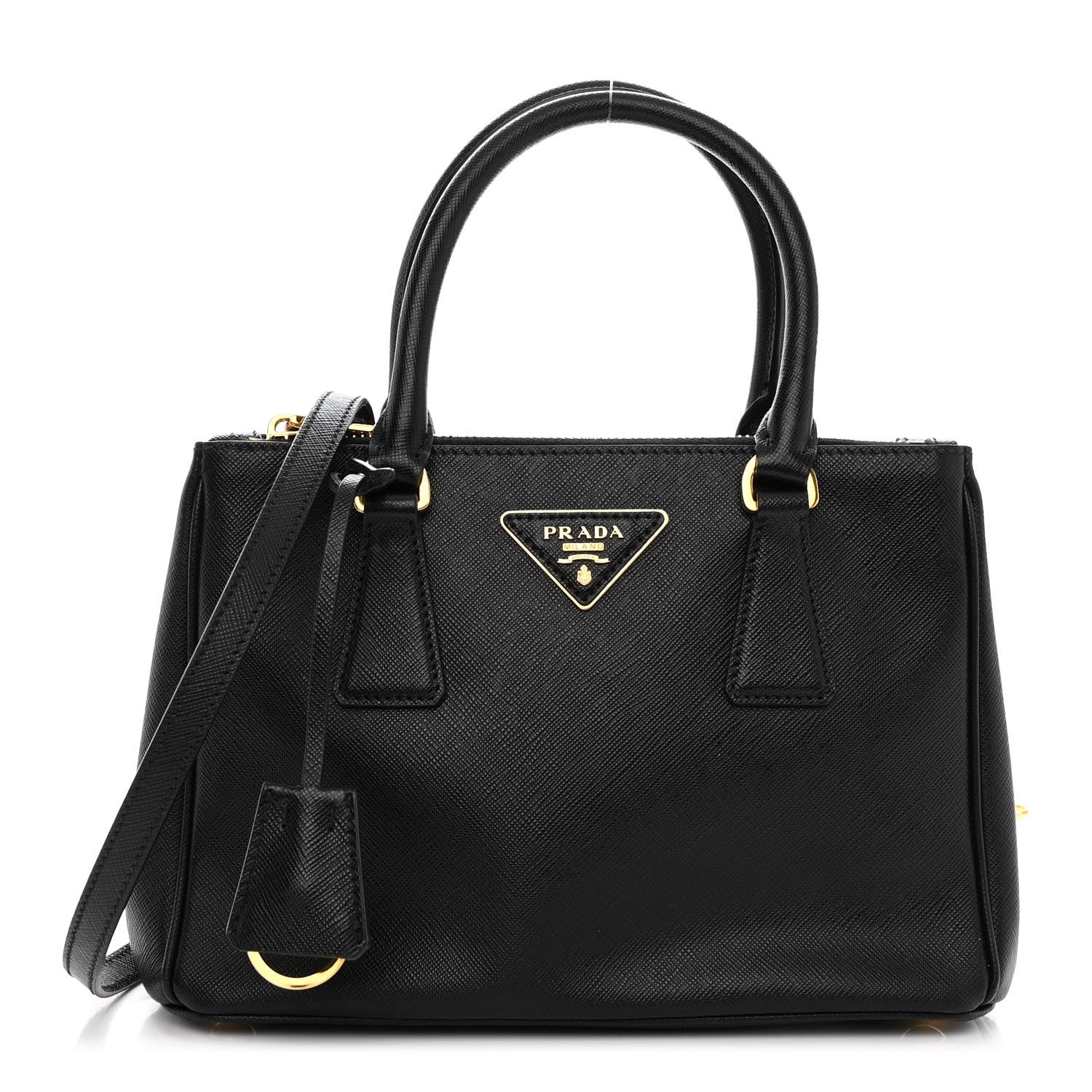 Prada Saffiano Small Galleria Double Zip Tote Black 1 of 10