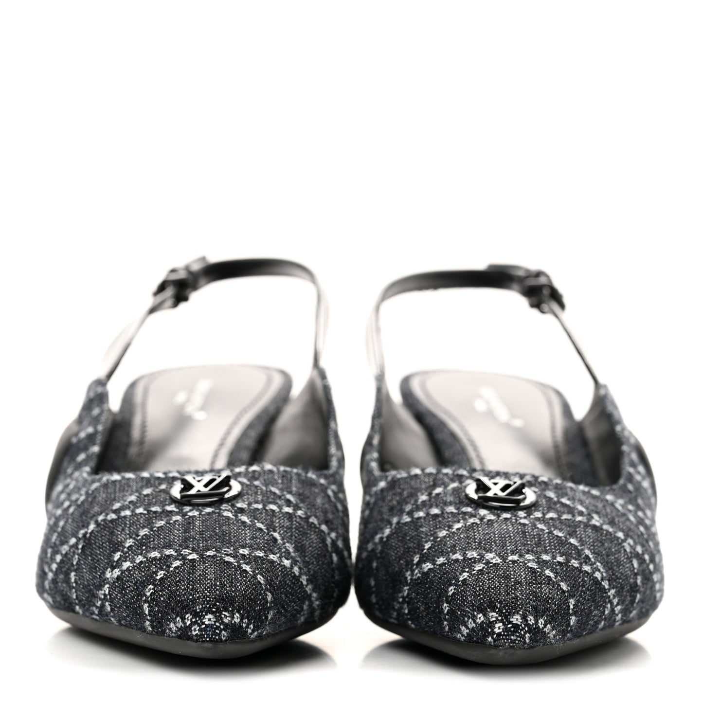 Denim Patent Archlight Low Heel Slingback Pumps 39 Black