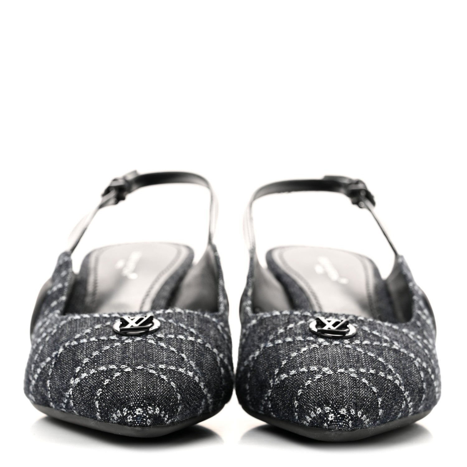 Louis Vuitton Denim Patent Archlight Low Heel Slingback Pumps 39 Black 3 of 10