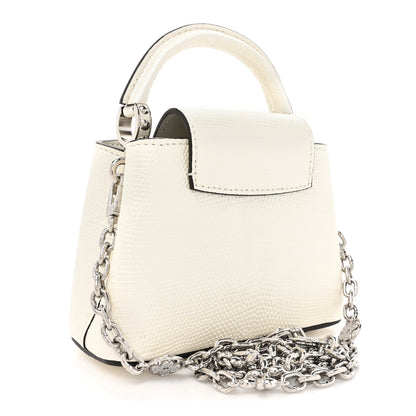 Louis Vuitton Taurillon Lizard Flower Chain Capucines Nano Ivory Sparkle 4 of 13