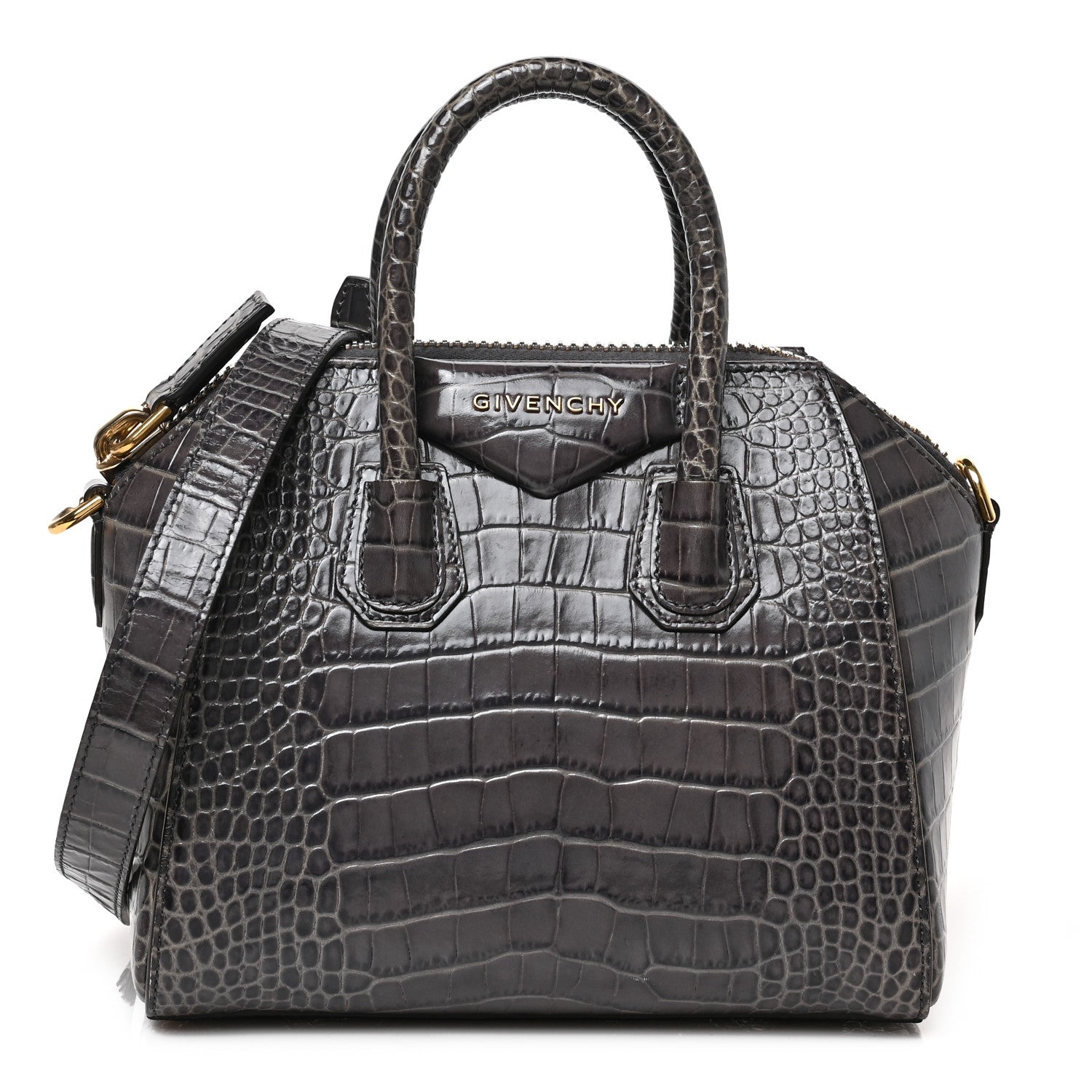 Givenchy Calfskin Crocodile Embossed Mini Antigona Storm Grey 1 of 8