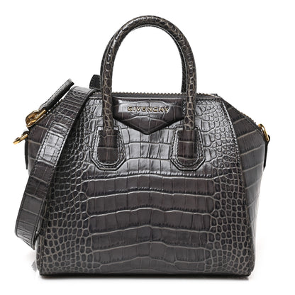 Givenchy Calfskin Crocodile Embossed Mini Antigona Storm Grey 1 of 8
