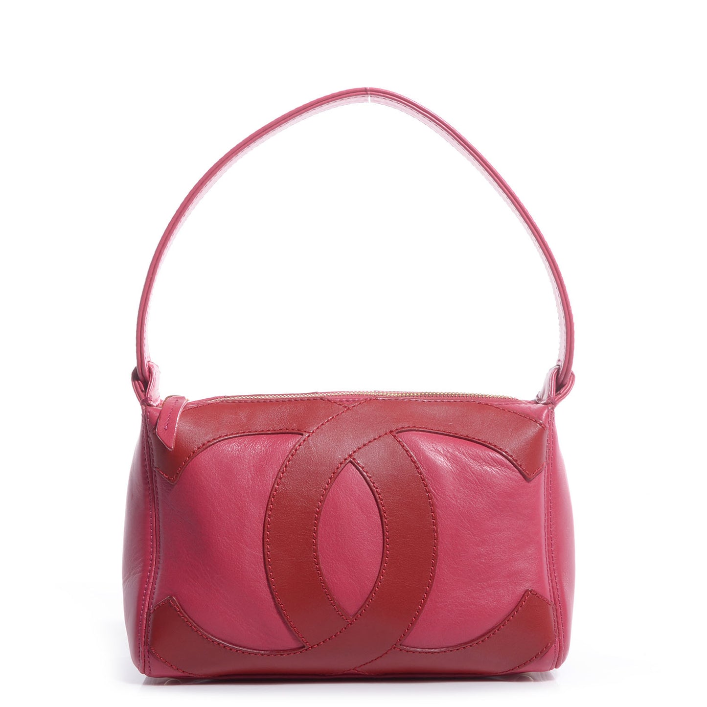 Lambskin CC Stitched Small Shoulder Bag Red Pink