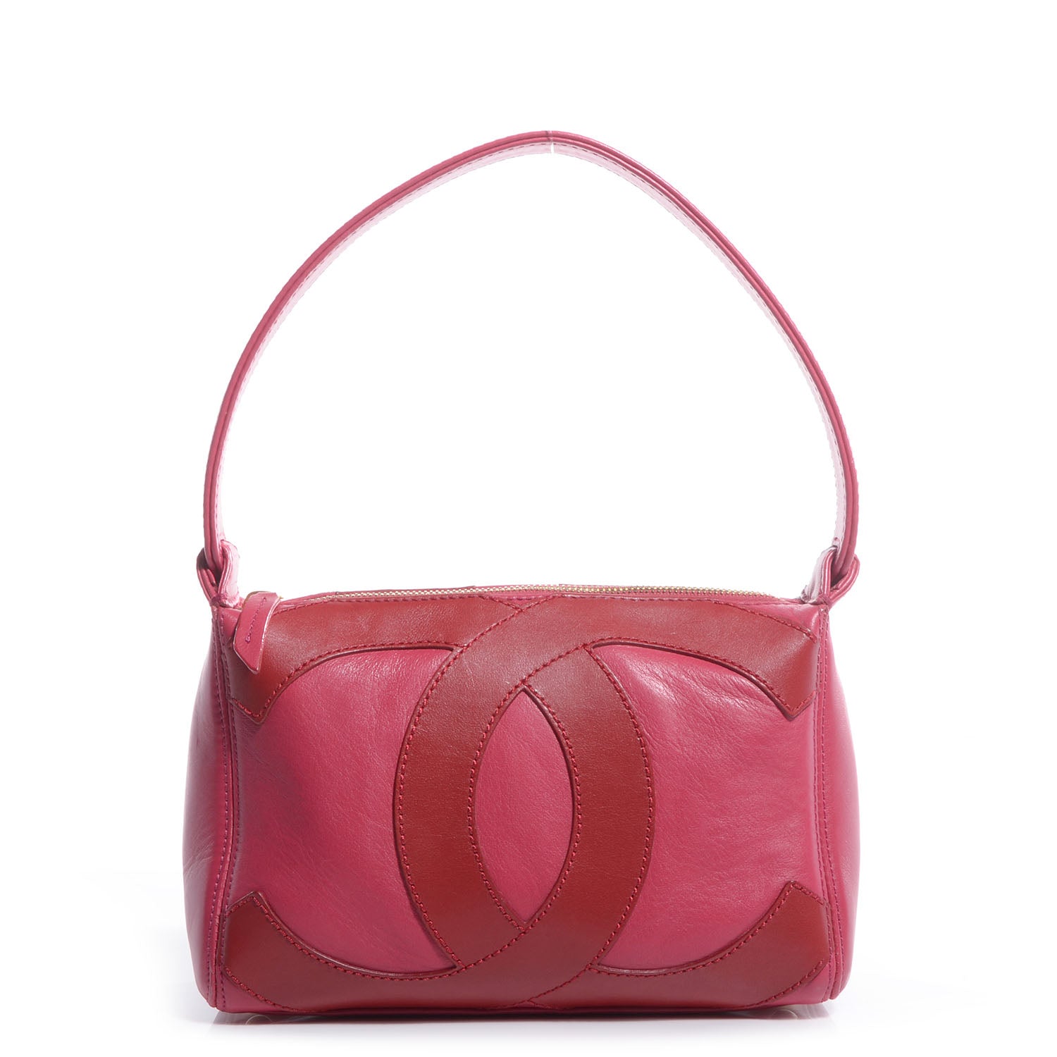 Chanel Lambskin CC Stitched Small Shoulder Bag Red Pink 1 of 7