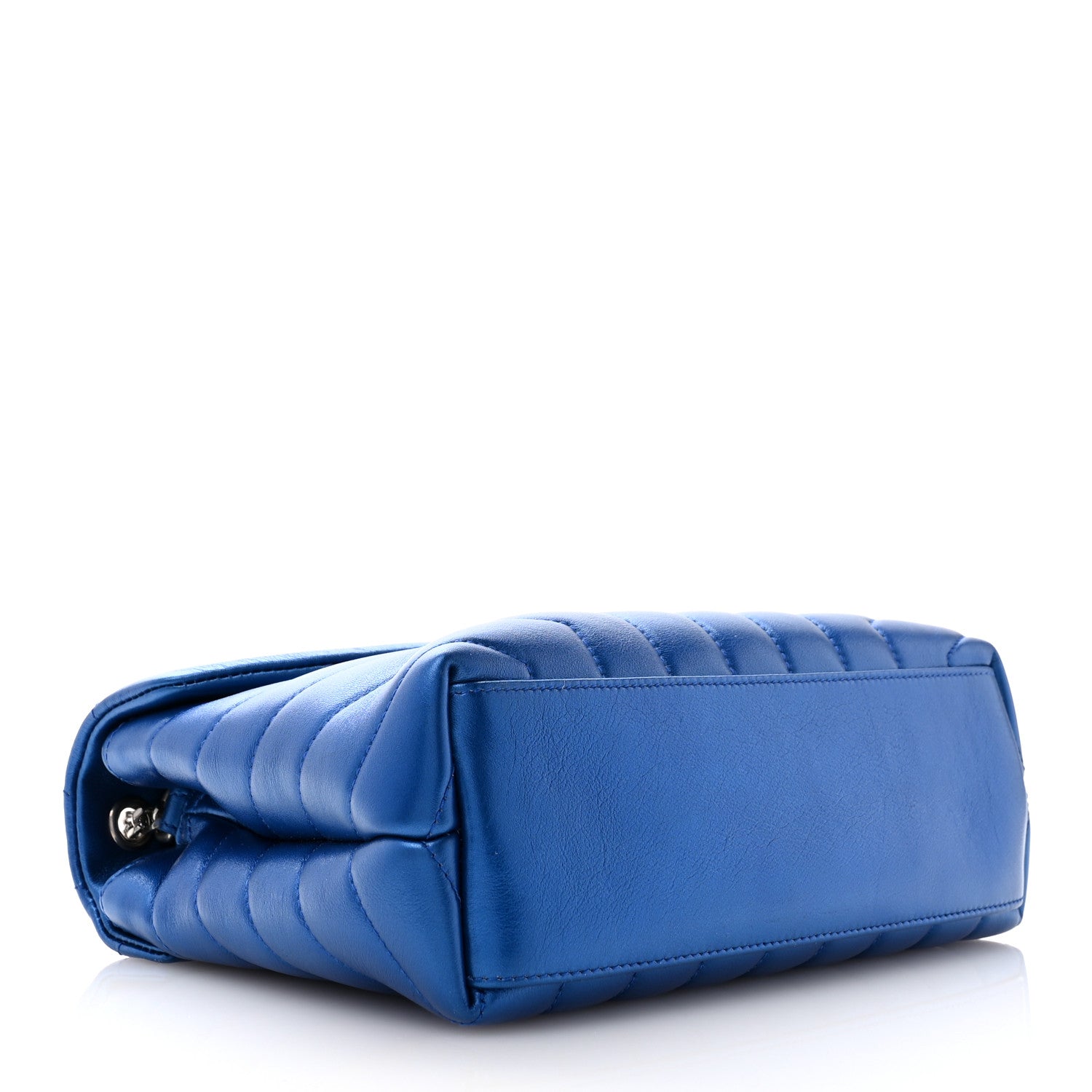 Saint Laurent Metallic Calfskin Y Quilted Monogram Small Loulou Chain Satchel Blue Royal 4 of 10