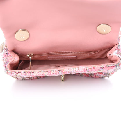 Chanel Tweed Mini Pearl Handle Flap Pink Beige Orange Ecru 5 of 10