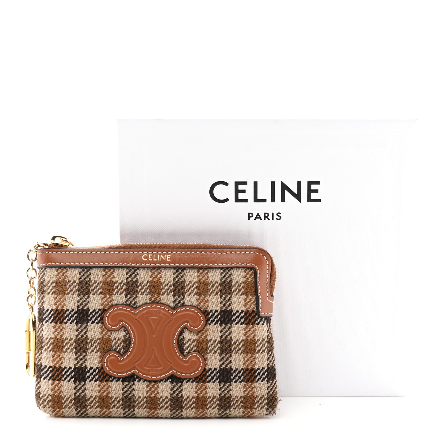 Tartan Calfskin Cuir Triomphe Coin and Card Pouch Multicolor