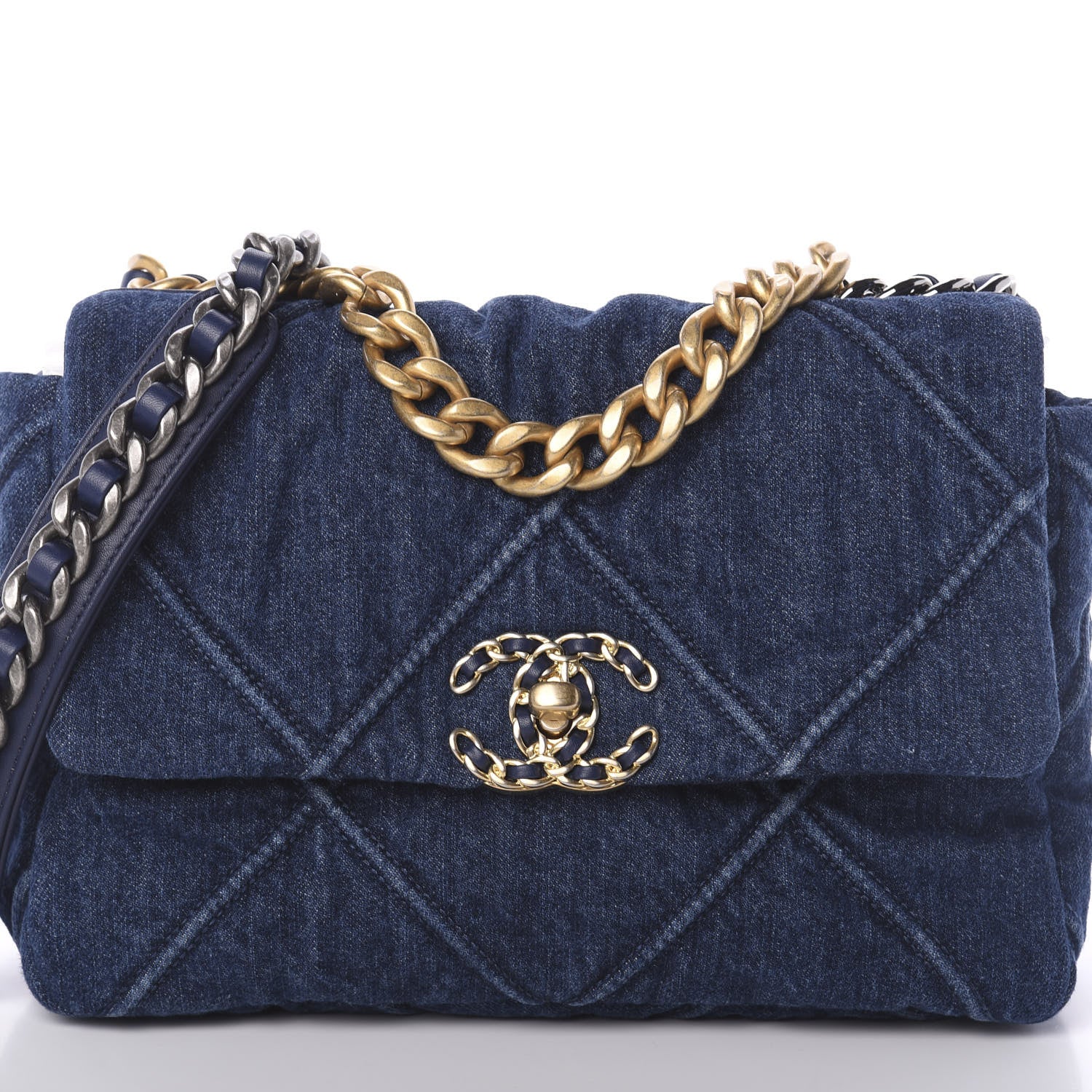 Chanel Denim Quilted Medium 19 Flap Blue 9 of 11