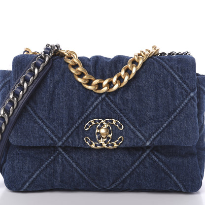 Chanel Denim Quilted Medium 19 Flap Blue 9 of 11