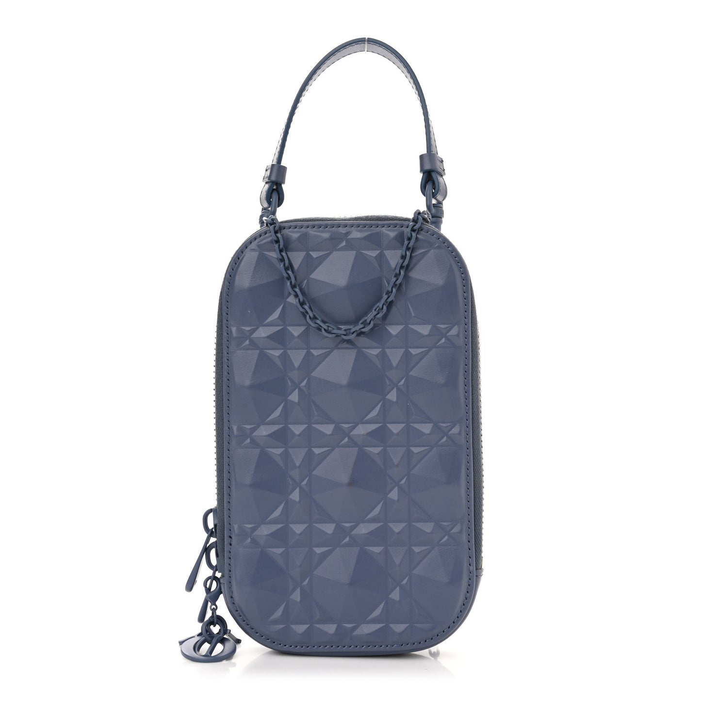 Calfskin Cannage Diamond Cannage Phone Holder Blue