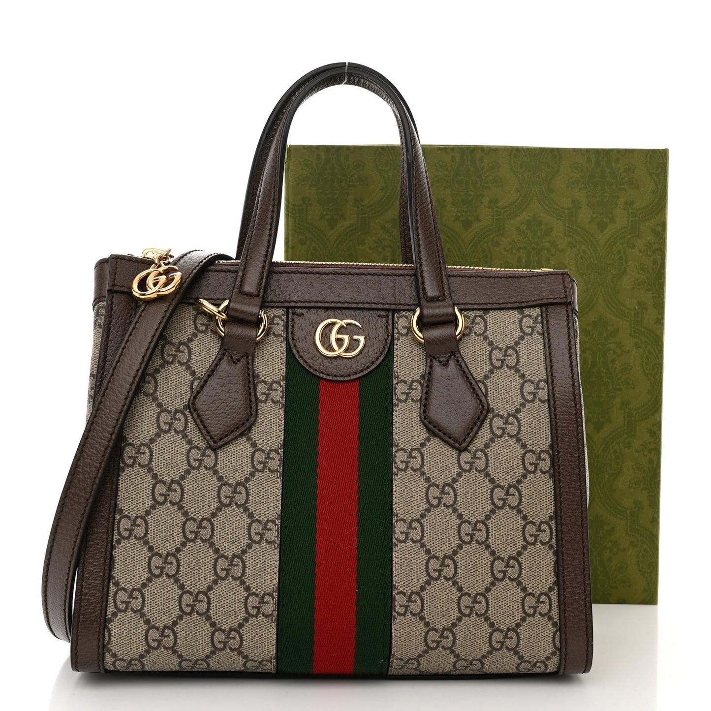 GG Supreme Monogram Small Ophidia Tote Bag Brown