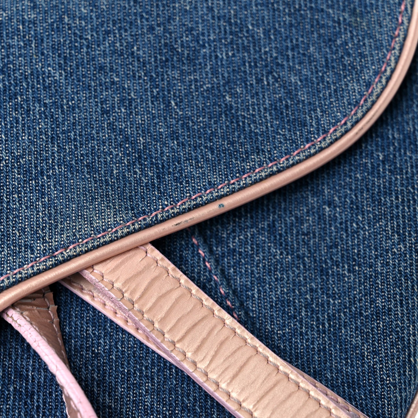 Patent Denim Jeans Saddle Bag Blue Pink