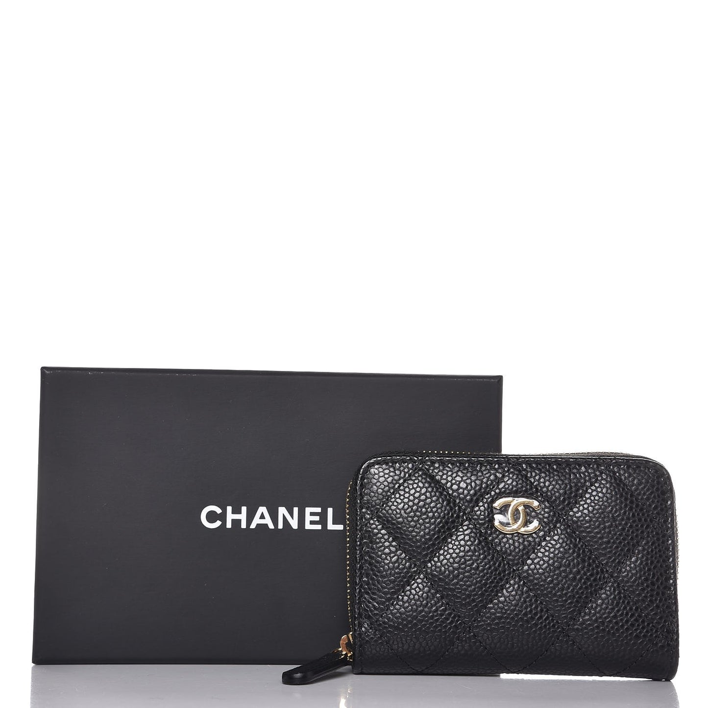 Caviar Quilted Zip Coin Purse Black