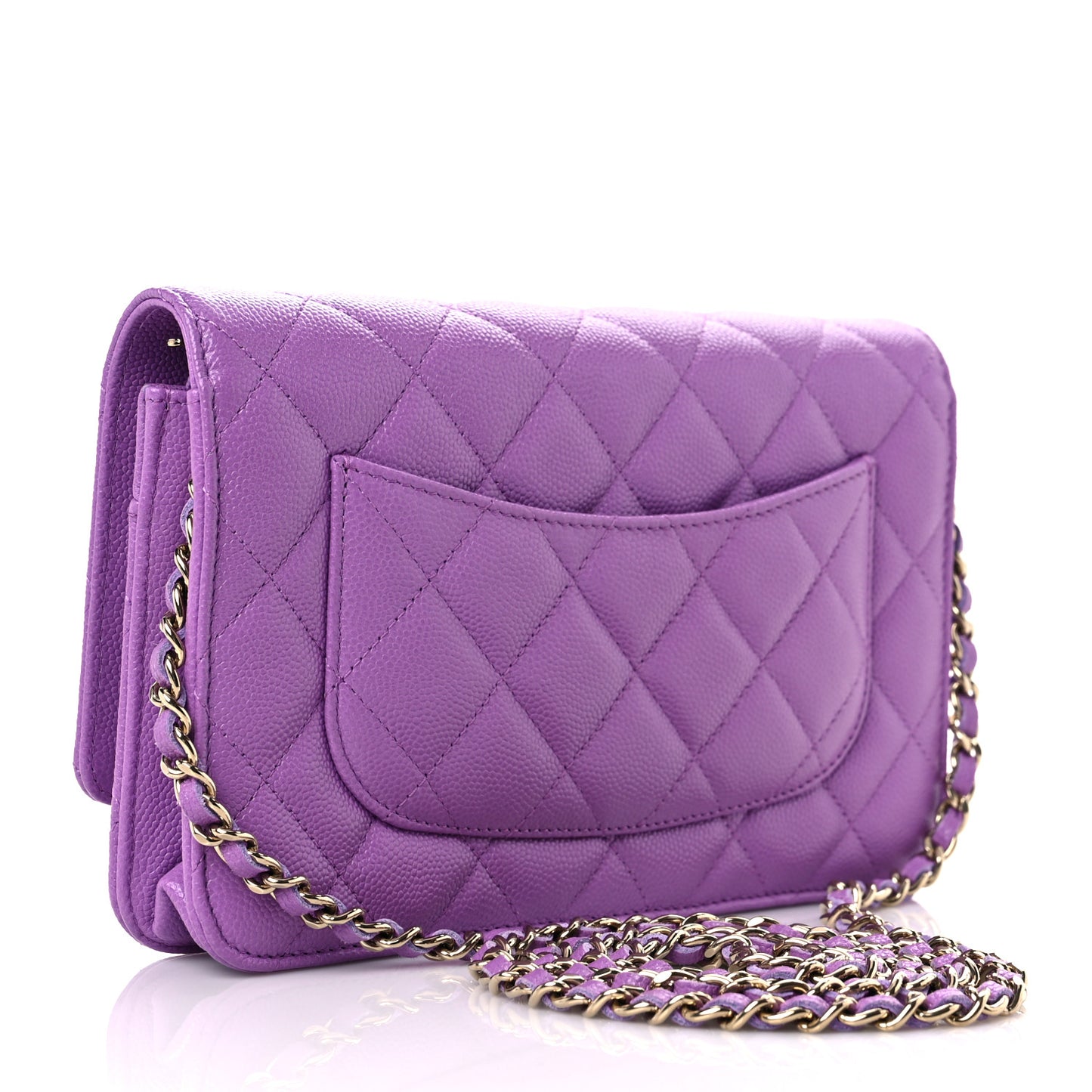 Caviar Quilted Wallet On Chain WOC Purple