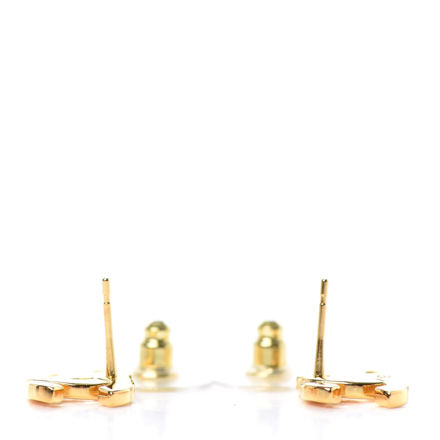 Metal CC Paris Button Stud Earrings Gold