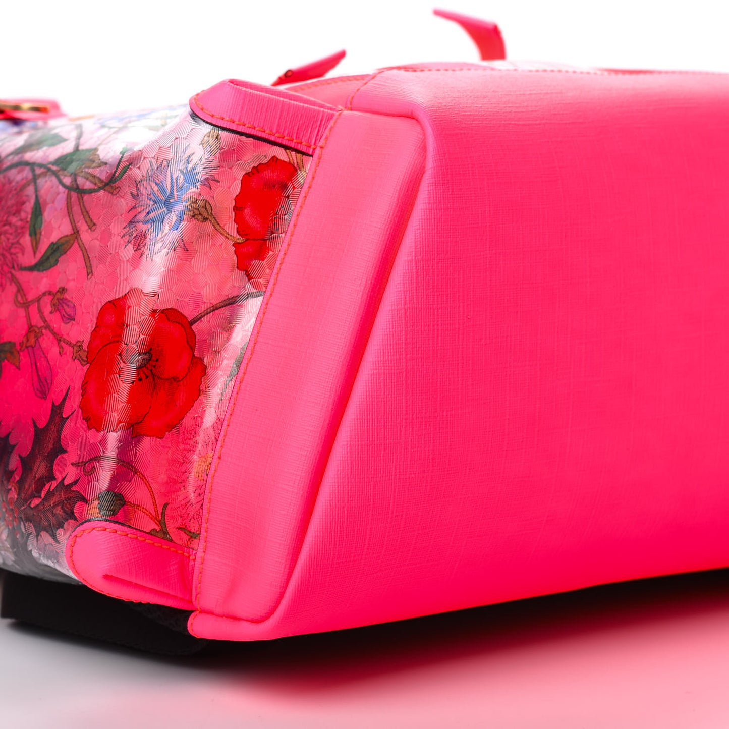 PVC Floral Double Buckle Backpack Fuchsia