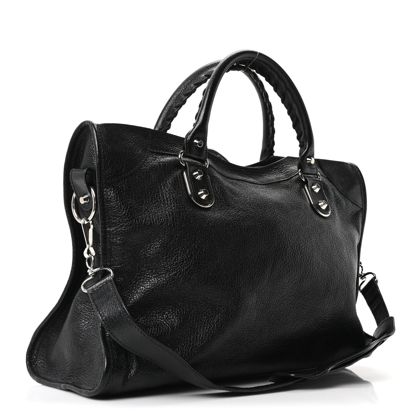 Chevre Silver Metallic Edge Hardware City Black
