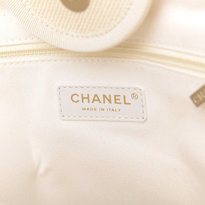 Chanel Canvas Pearl Medium Deauville Tote Ecru Beige 6 of 10