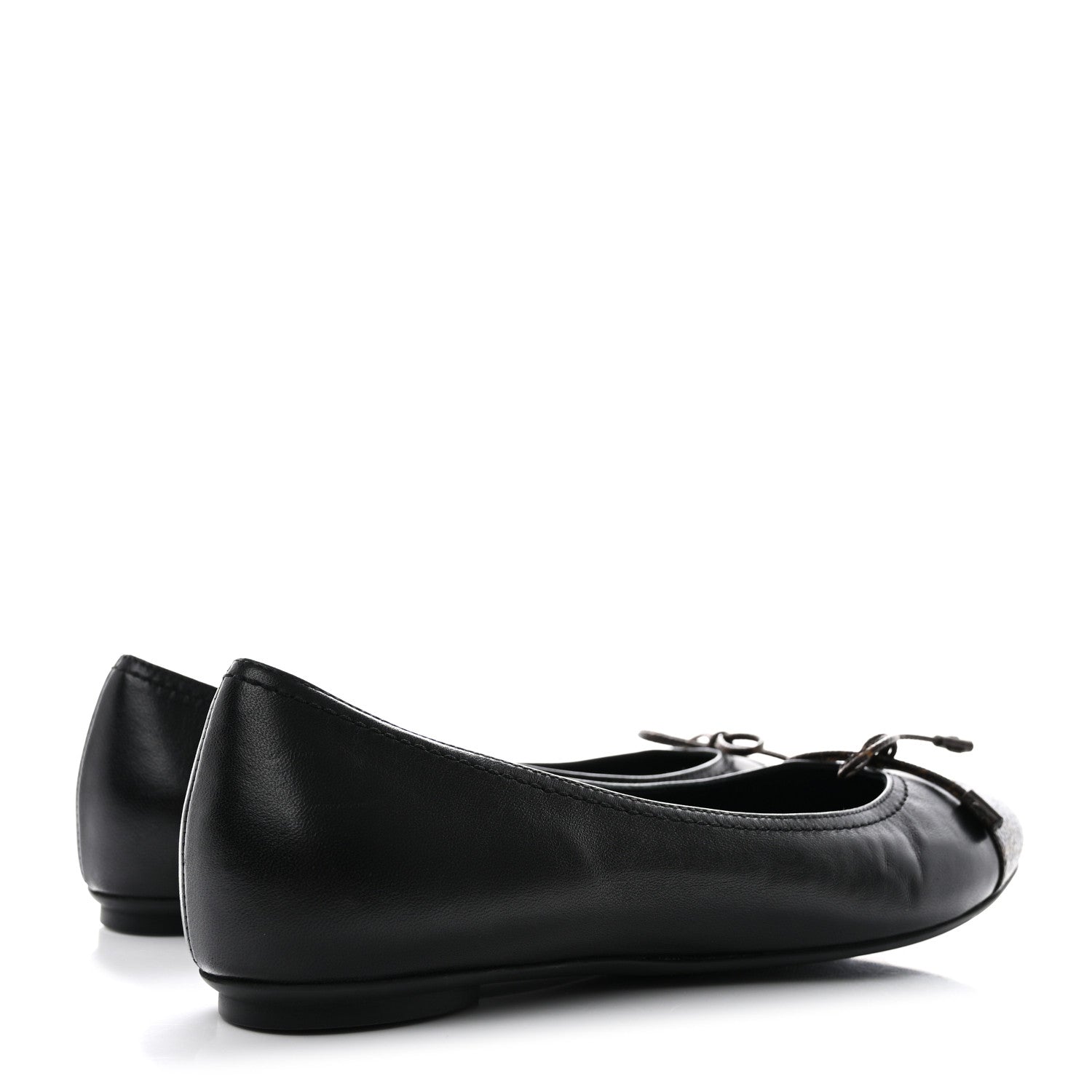 Louis Vuitton Calfskin Monogram Nylon Bow Ballerina Flats 37 Black 4 of 9