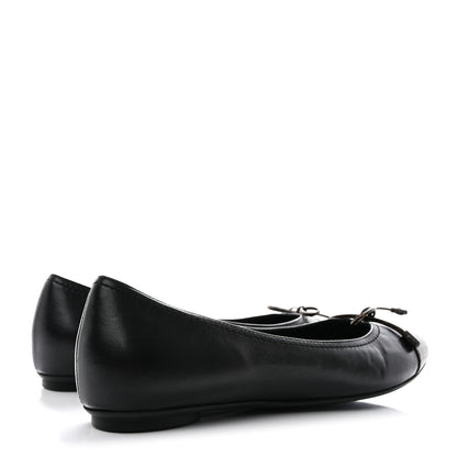 Louis Vuitton Calfskin Monogram Nylon Bow Ballerina Flats 37 Black 4 of 9
