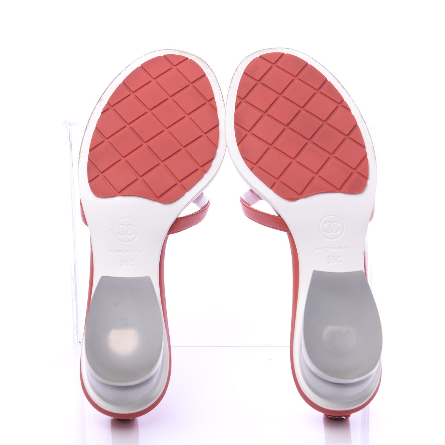 Chanel Lambskin PVC Mule Transparent 36 Red 5 of 8