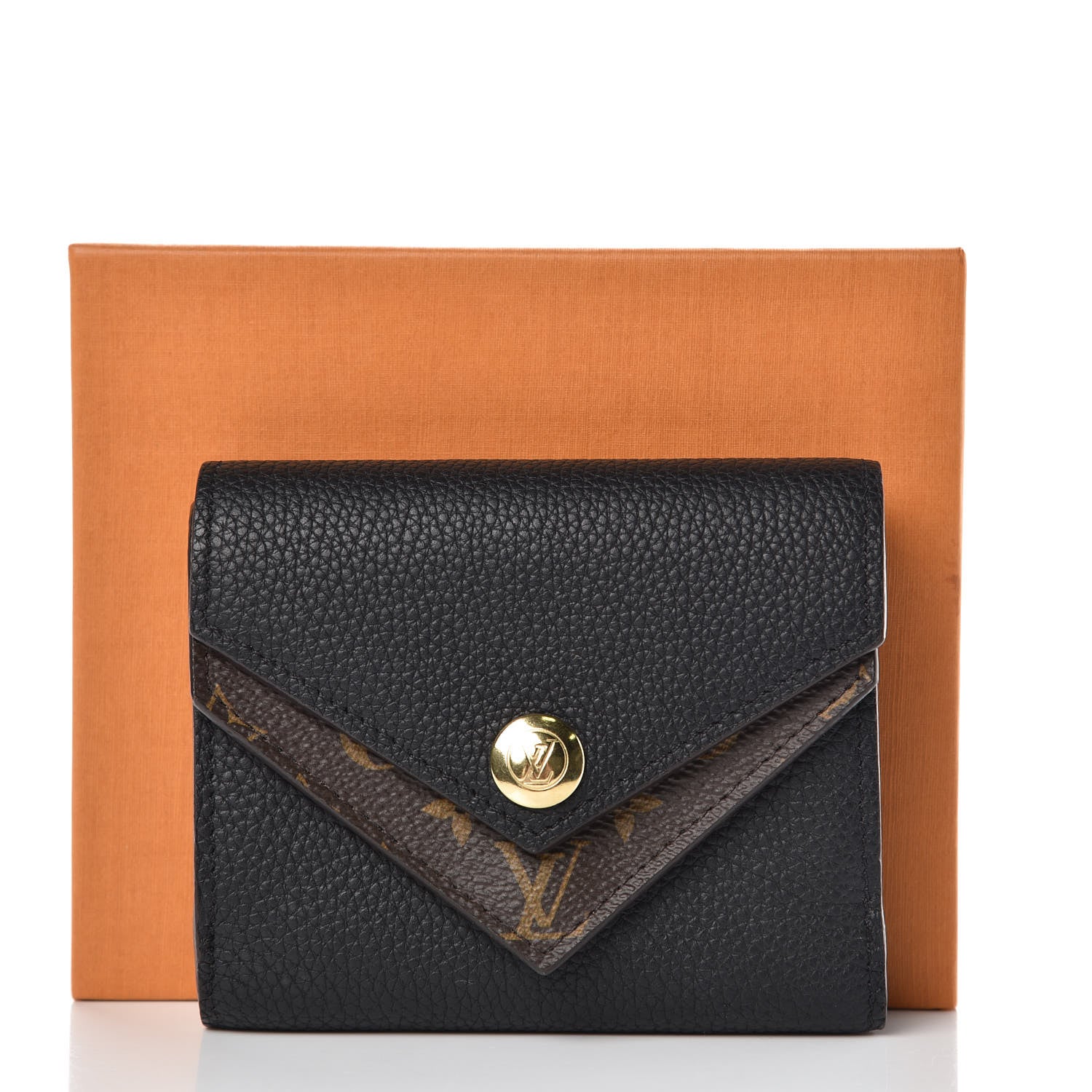Louis Vuitton Grained Calfskin Monogram Double V Compact Wallet Black 10 of 10