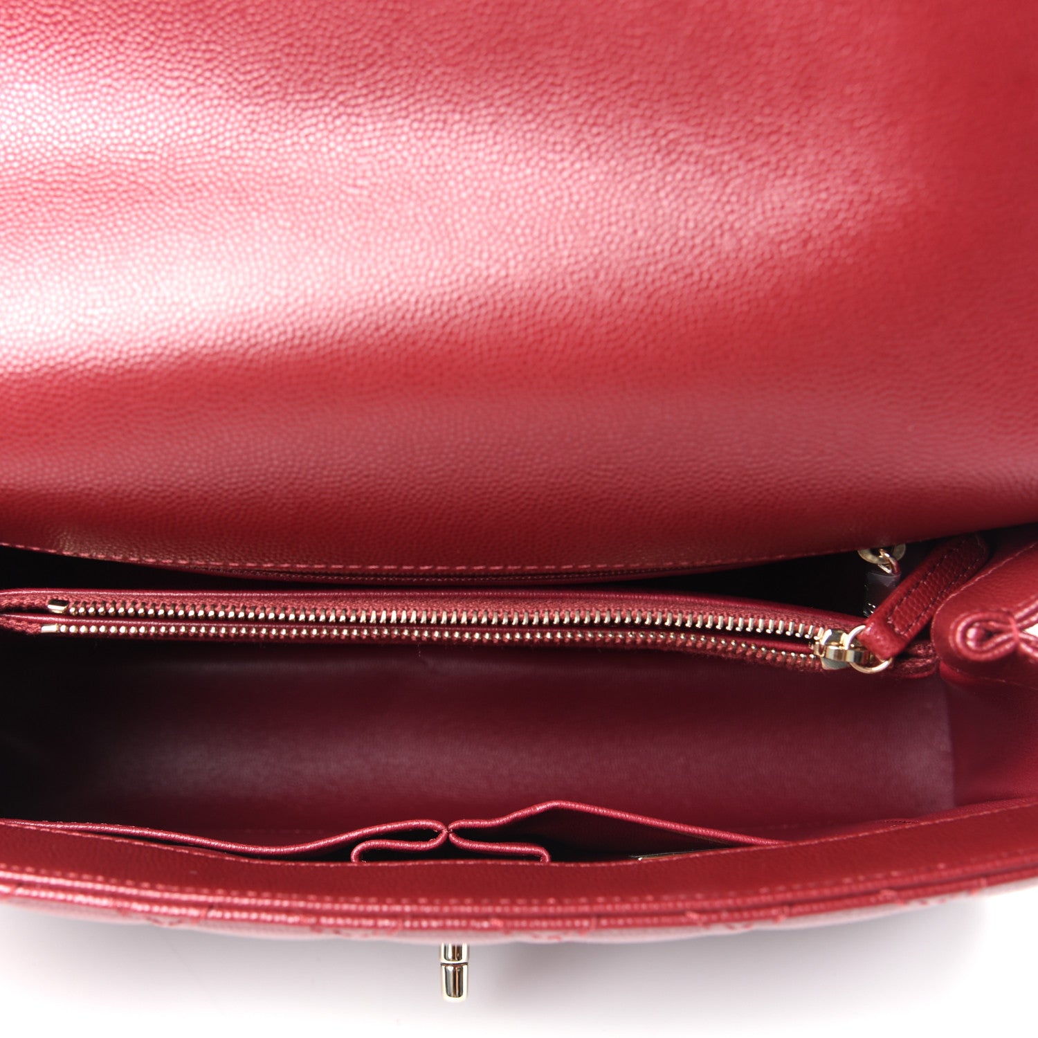 Chanel Caviar Lizard Embossed Quilted Small Coco Handle Flap Burgundy 5 of 10