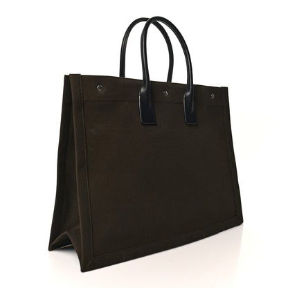 Saint Laurent Linen Calfskin Rive Gauche Tote Khaki 3 of 10