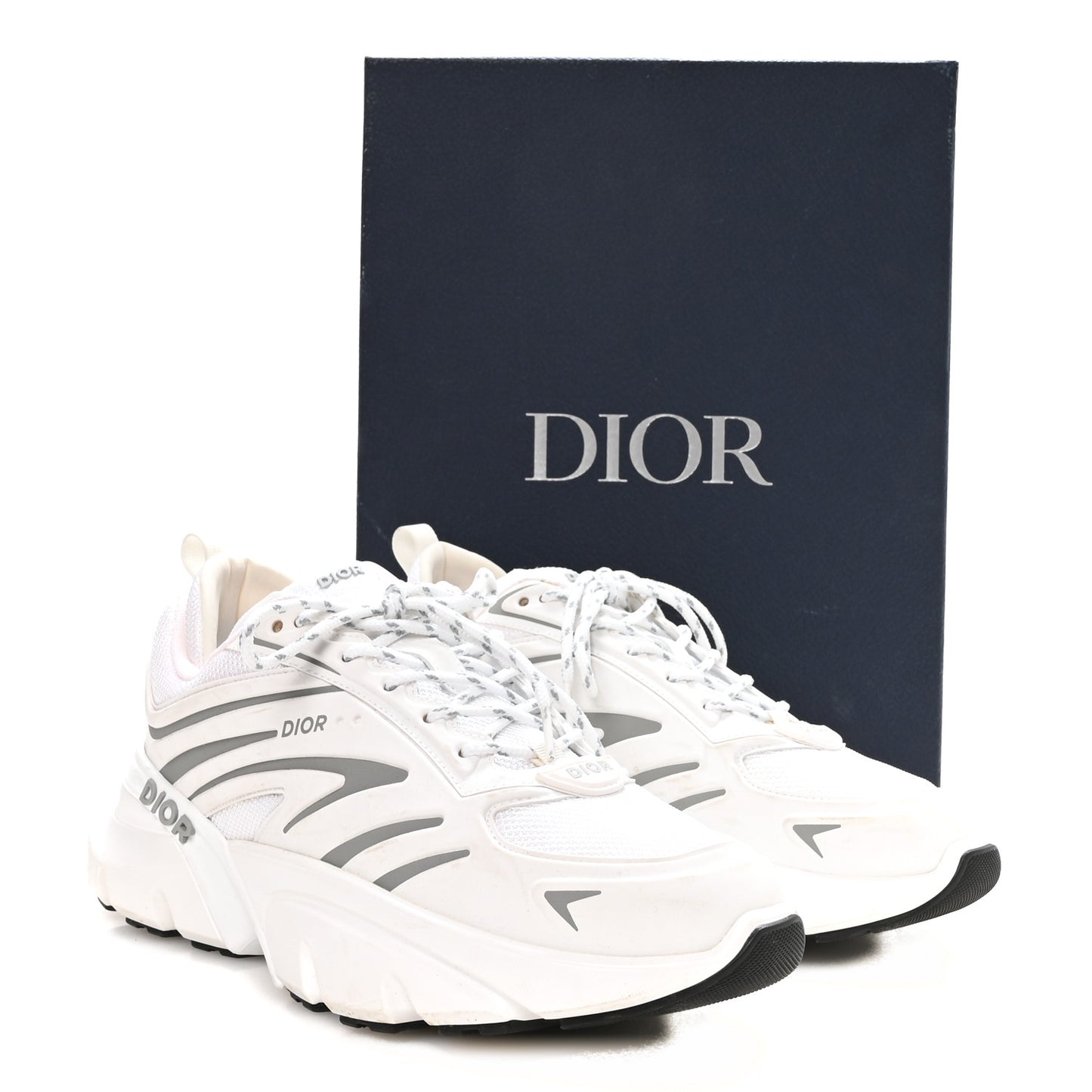 Technical Mesh Calfskin Mens B30 Sneakers 44.5 White Light Grey