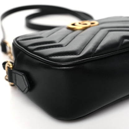 Gucci Calfskin Matelasse Mini GG Marmont Chain Shoulder Bag Black 7 of 9