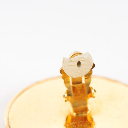 Chanel Suede Large CC Studded Clip On Earrings Black Gold 7 of 7