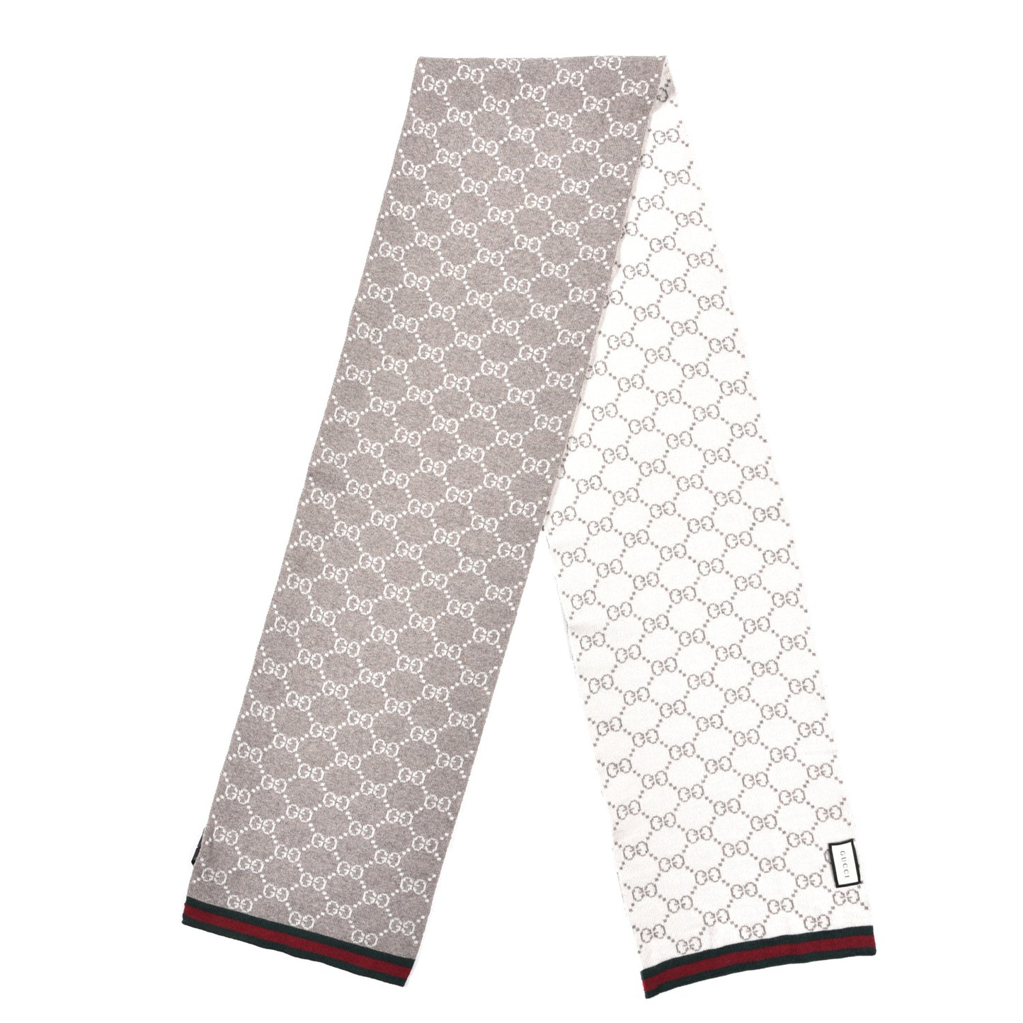 Wool Tricot GG Monogram Web Solange Scarf Coffee Ivory