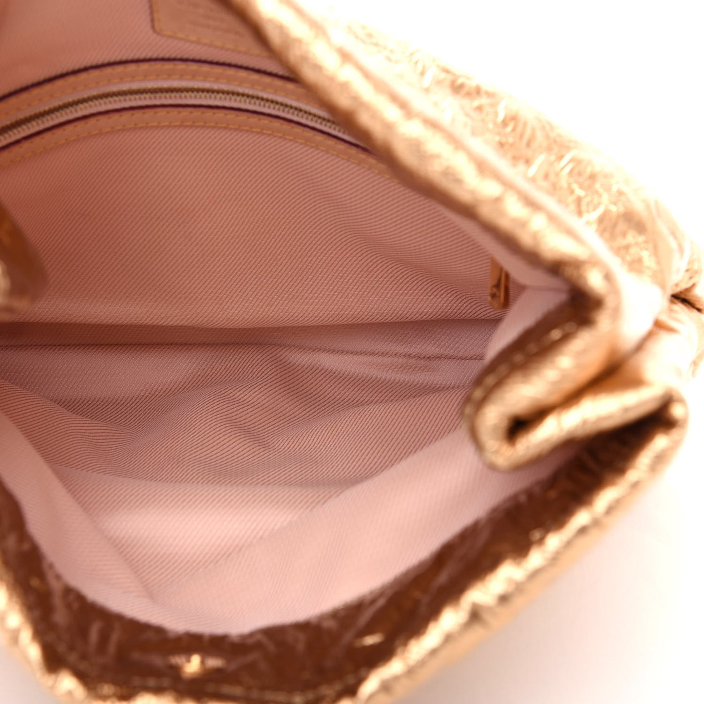 Jacquard Quilted Monogram Limelight Clutch MM Gold