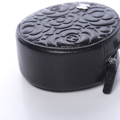 Chanel Caviar Camellia Embossed Round Clutch With Chain Black 9 of 11