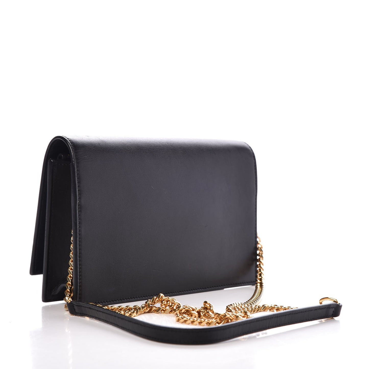 Smooth Calfskin Classic Monogram Kate Tassel Chain Wallet Black