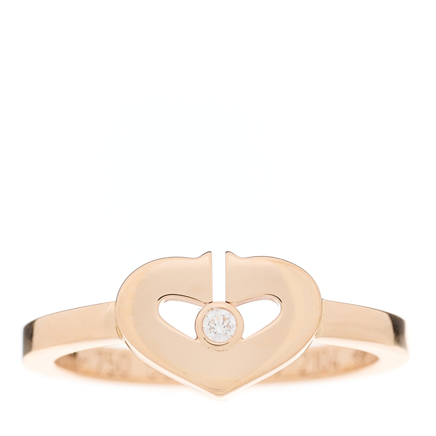 18K Pink Gold Diamond Small Hearts and Symbols Ring 50 5.25