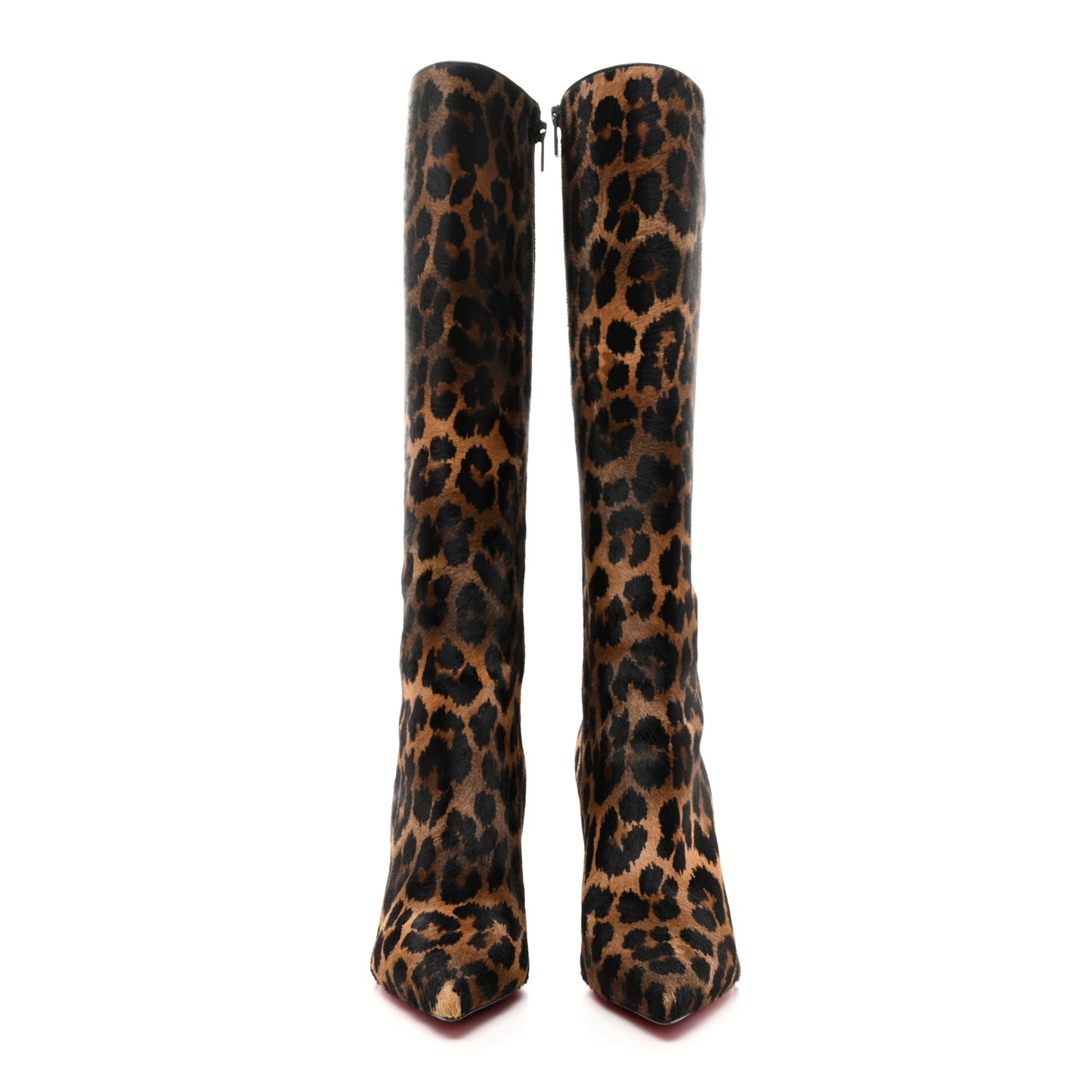 Pony Hair Leopard Print Kate Botta 85 Tall Boots 37.5 Brown Black